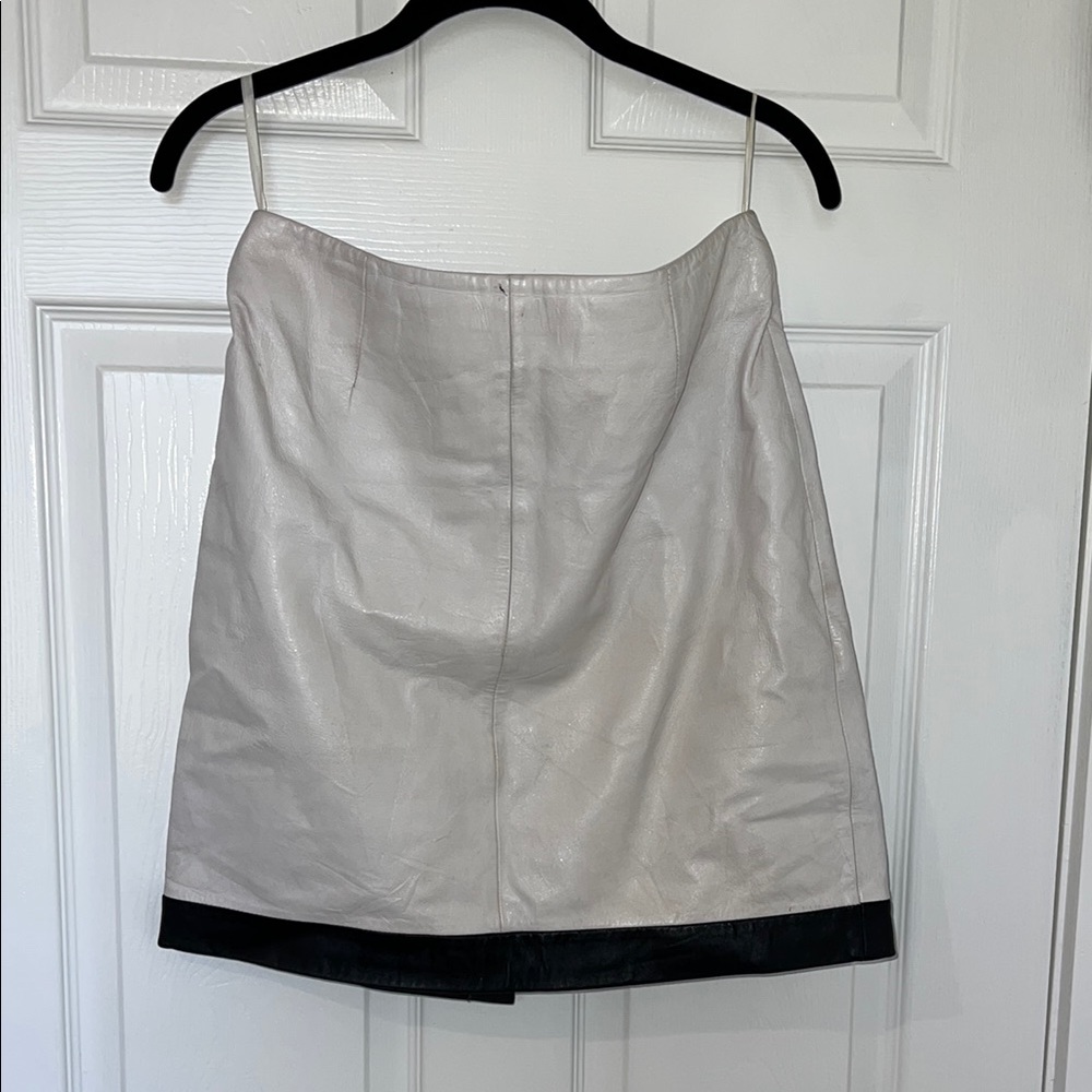 Vintage White and Black Leather Women's Skirt